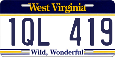 WV license plate 1QL419