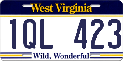 WV license plate 1QL423