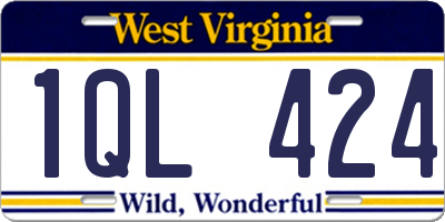WV license plate 1QL424