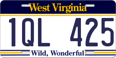 WV license plate 1QL425