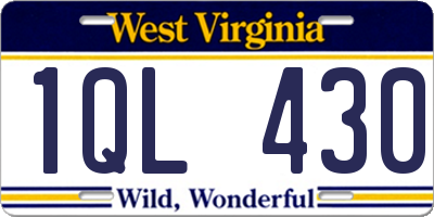 WV license plate 1QL430