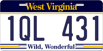 WV license plate 1QL431