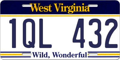 WV license plate 1QL432