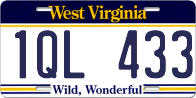 WV license plate 1QL433