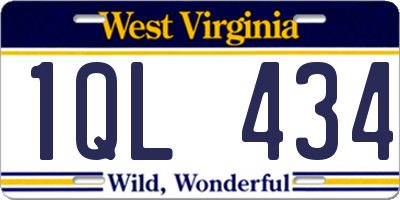 WV license plate 1QL434