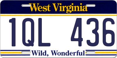 WV license plate 1QL436