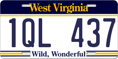 WV license plate 1QL437