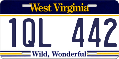 WV license plate 1QL442