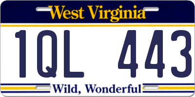 WV license plate 1QL443