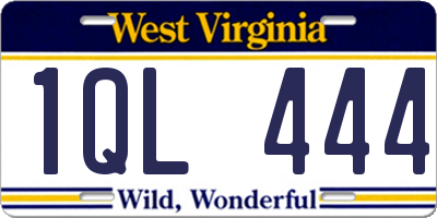 WV license plate 1QL444