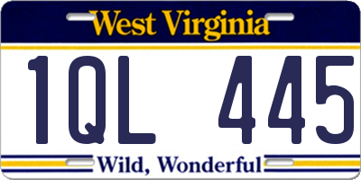 WV license plate 1QL445