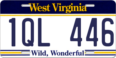 WV license plate 1QL446