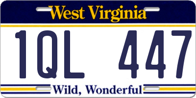 WV license plate 1QL447