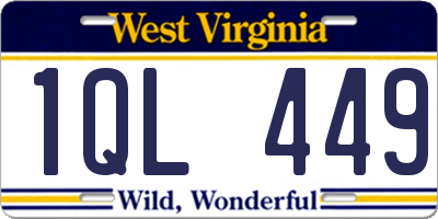 WV license plate 1QL449