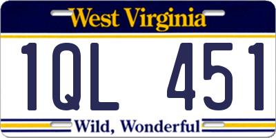 WV license plate 1QL451