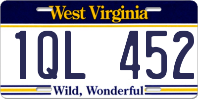 WV license plate 1QL452