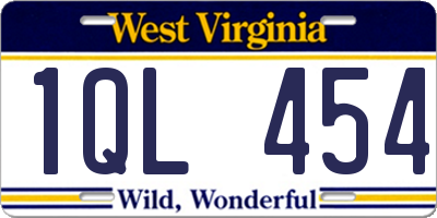 WV license plate 1QL454