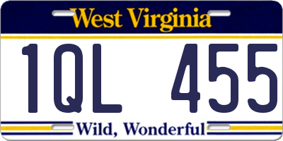 WV license plate 1QL455