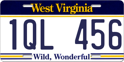 WV license plate 1QL456