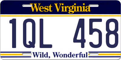 WV license plate 1QL458