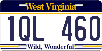 WV license plate 1QL460