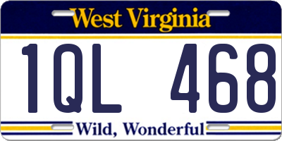 WV license plate 1QL468