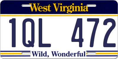 WV license plate 1QL472