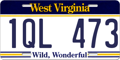 WV license plate 1QL473