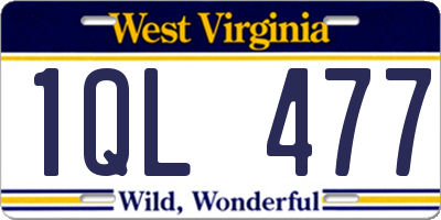 WV license plate 1QL477