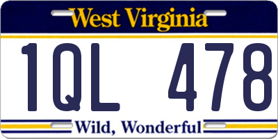 WV license plate 1QL478