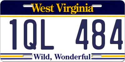 WV license plate 1QL484