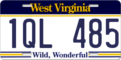 WV license plate 1QL485