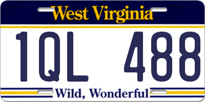 WV license plate 1QL488