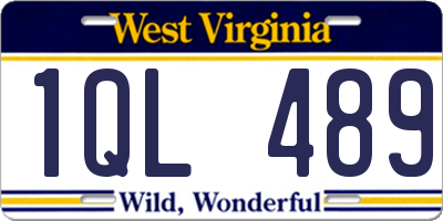 WV license plate 1QL489
