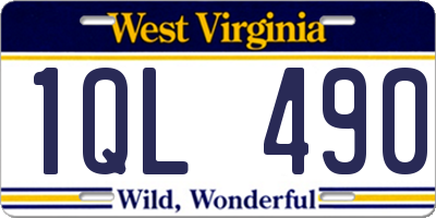 WV license plate 1QL490