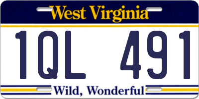 WV license plate 1QL491