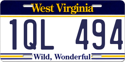 WV license plate 1QL494