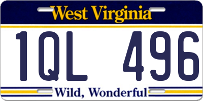 WV license plate 1QL496