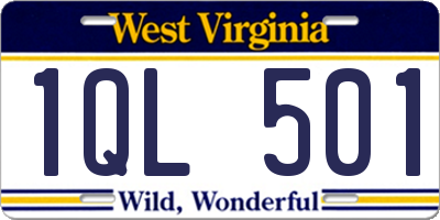 WV license plate 1QL501