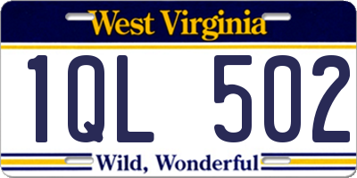 WV license plate 1QL502