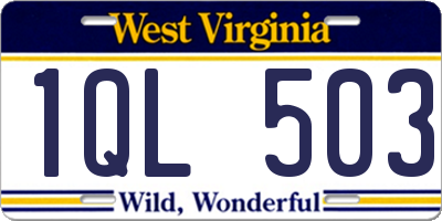 WV license plate 1QL503