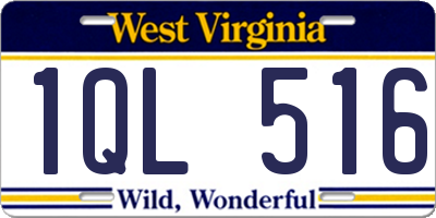 WV license plate 1QL516