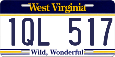WV license plate 1QL517