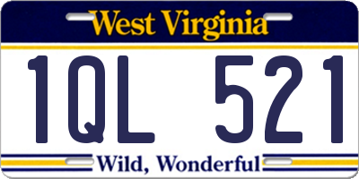 WV license plate 1QL521