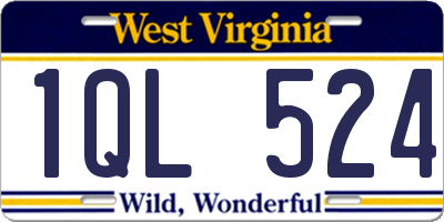 WV license plate 1QL524