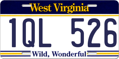 WV license plate 1QL526