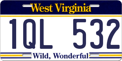 WV license plate 1QL532