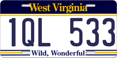WV license plate 1QL533