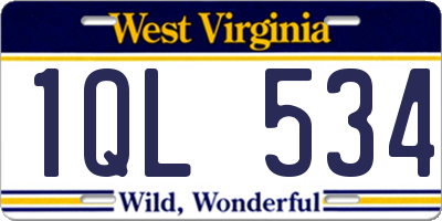 WV license plate 1QL534