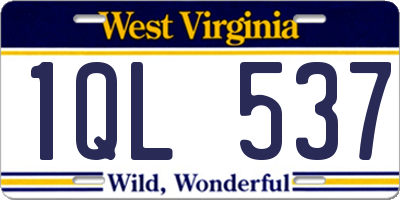 WV license plate 1QL537
